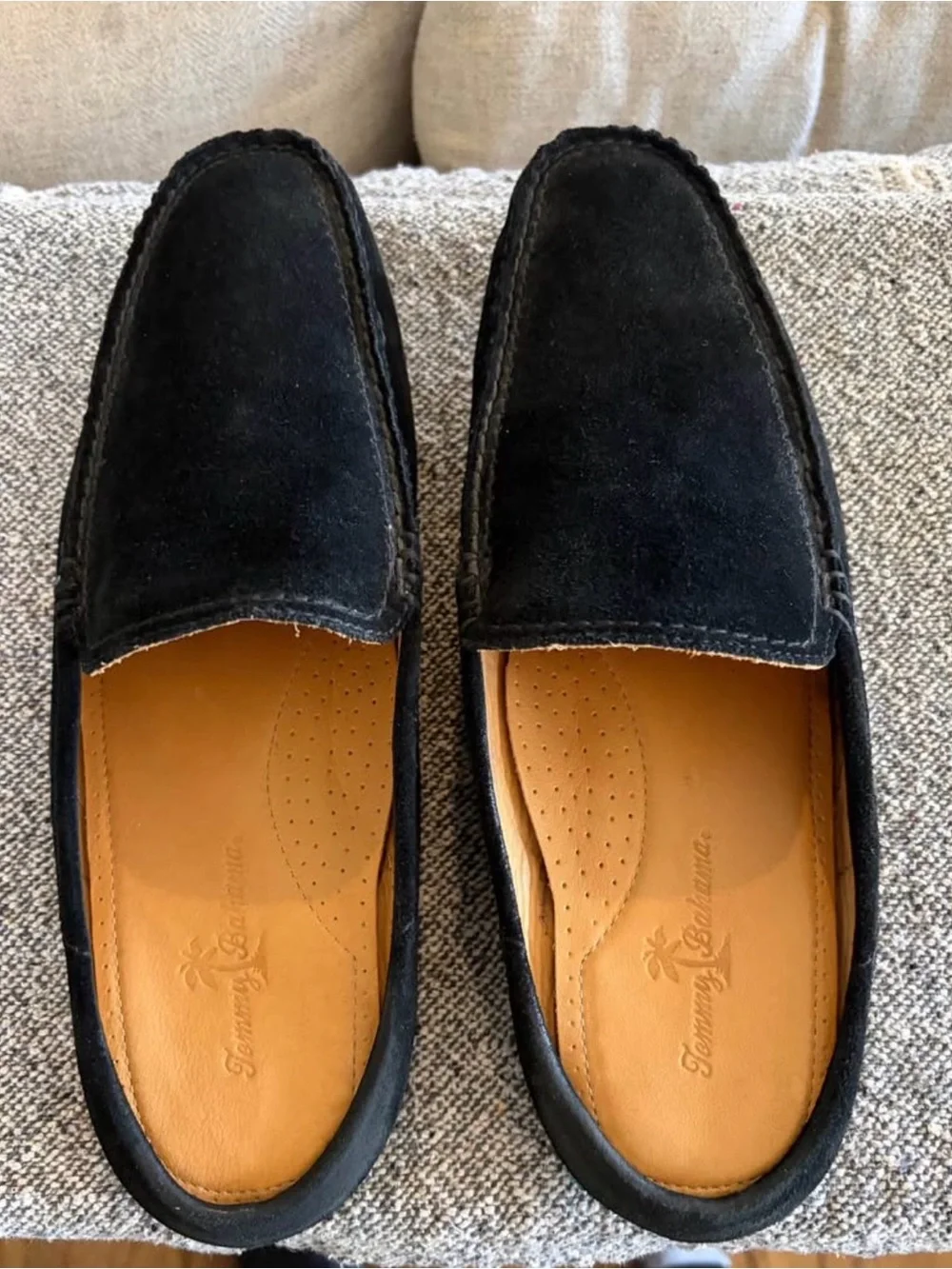Tommy Bahama Black Suede Slip-On Driving Loafers